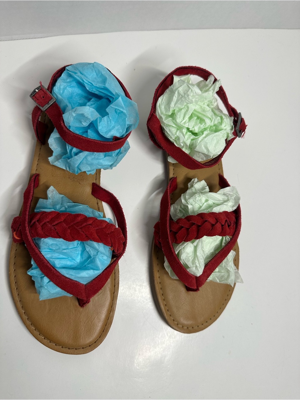 Toms Red Braided Strap Ankle Sandals